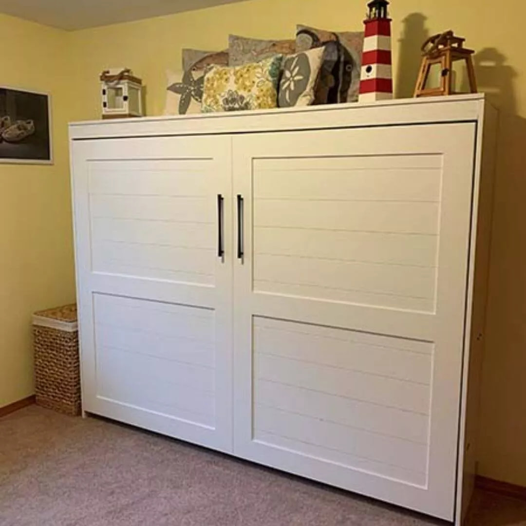Horizontal Murphy Bed Wall Bed in White Paint