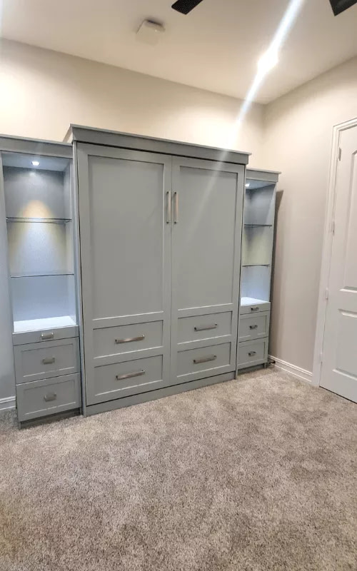 Vertical Image of Allure in Blue Grey Murphy Bed