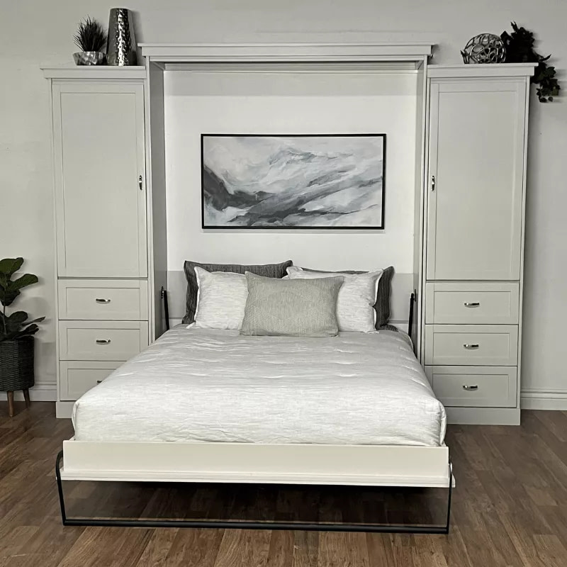Glen Ellyn Queen Murphy Bed in a Light Grey Paint